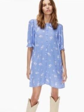 Wilfred Blue Floral Button-Down Mini Dress